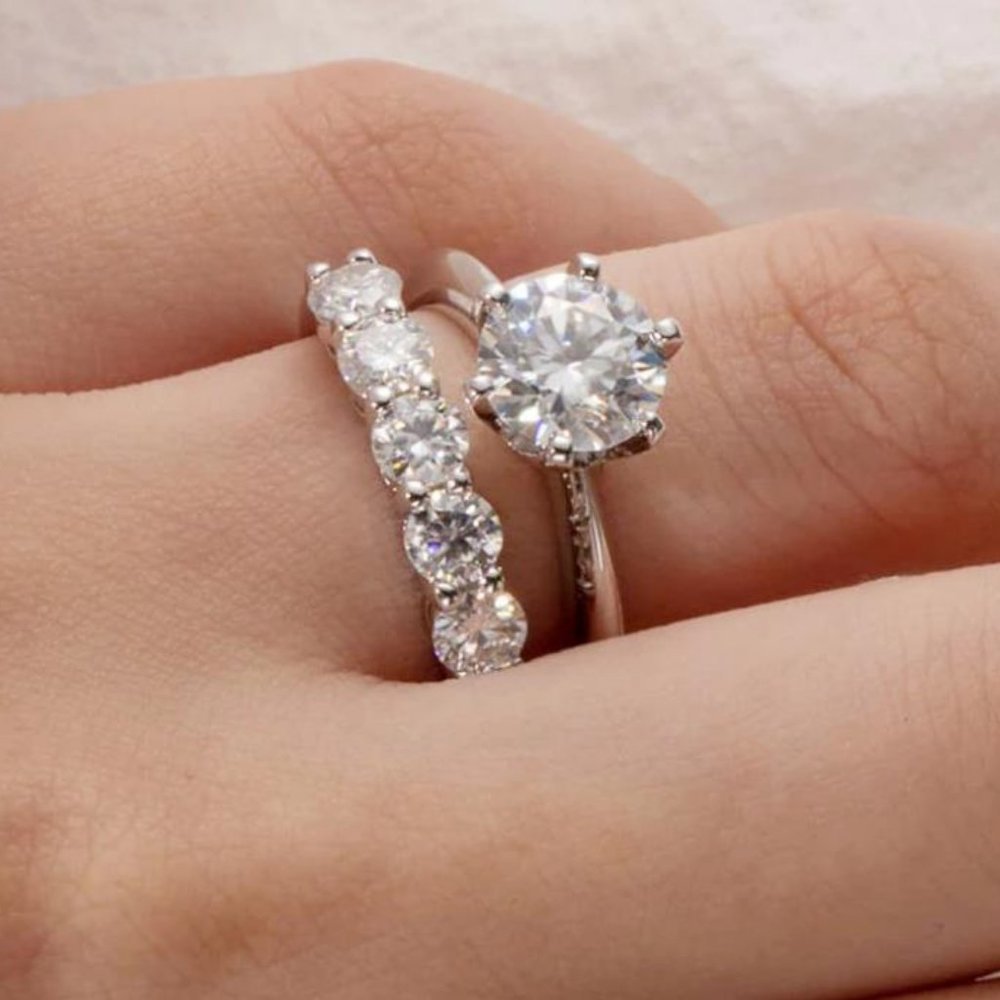 #Certified 4~5ct. t.w. Moissanite Diamond Full Eternity Band Ring NEW - Picture 6 of 16